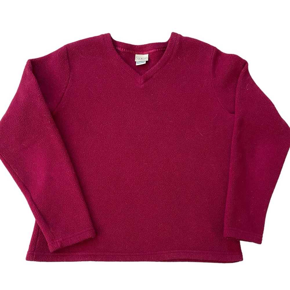 L.L. Bean Women’s V Neck Polar Fleece Pullover Mulberry Soft & Cozy!Medium/Small